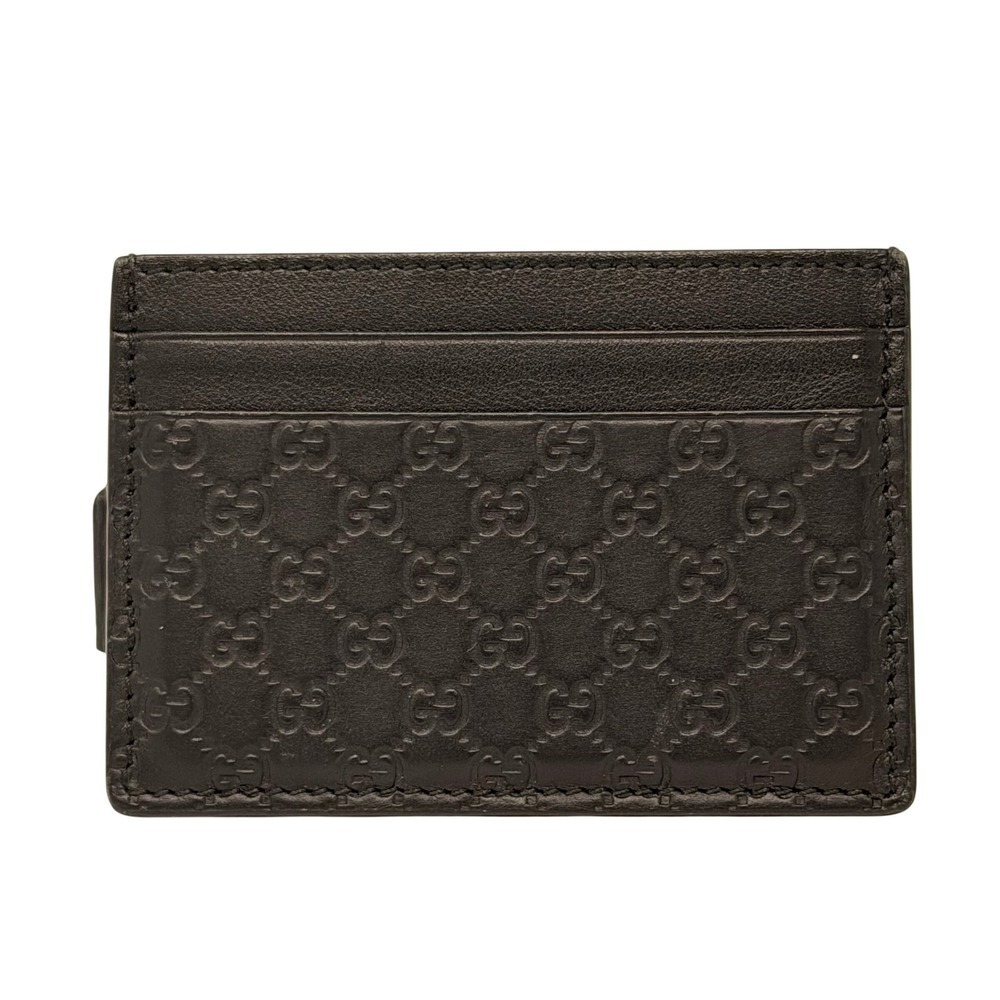 Gucci Micro GG Guccissima Black Leather Card Holder Wallet Mens Auth Box - Picture 5 of 16